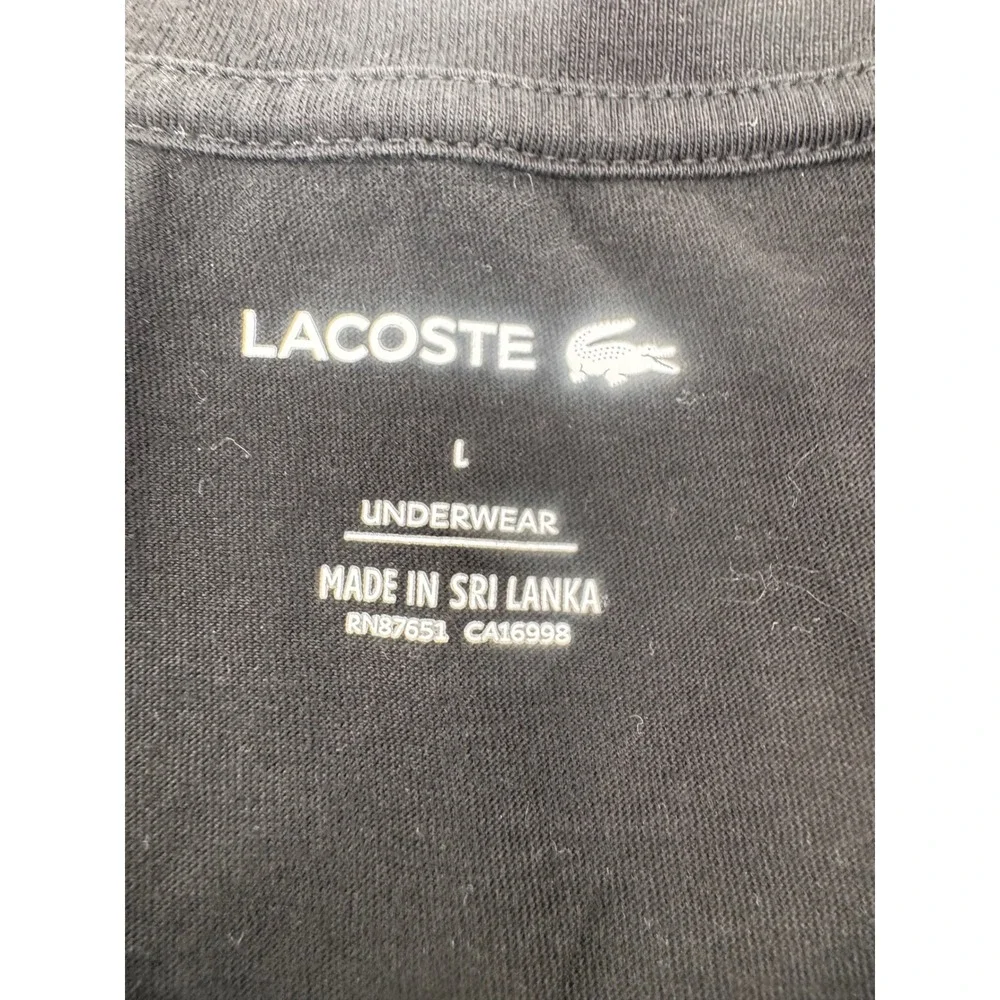 Lacoste Mens Black Crew Neck T Shirt Underwear Size L Made in‎ Sri Lanka